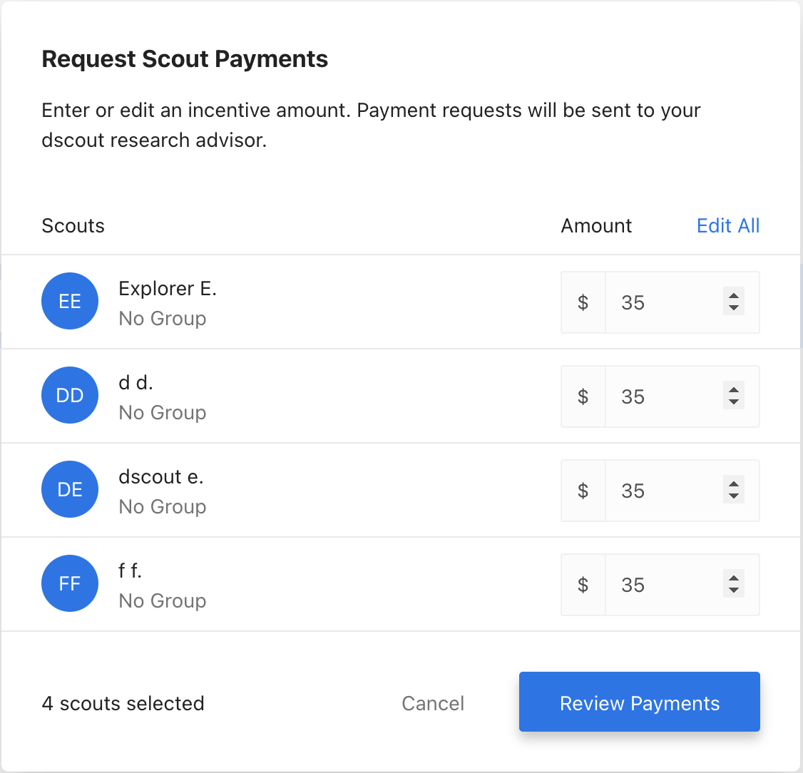 Request payment modal