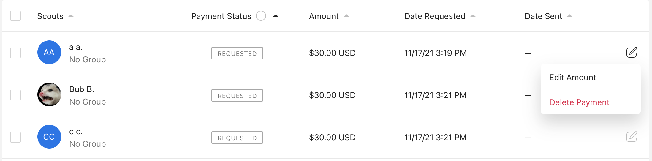 Edit or delete an individual payment