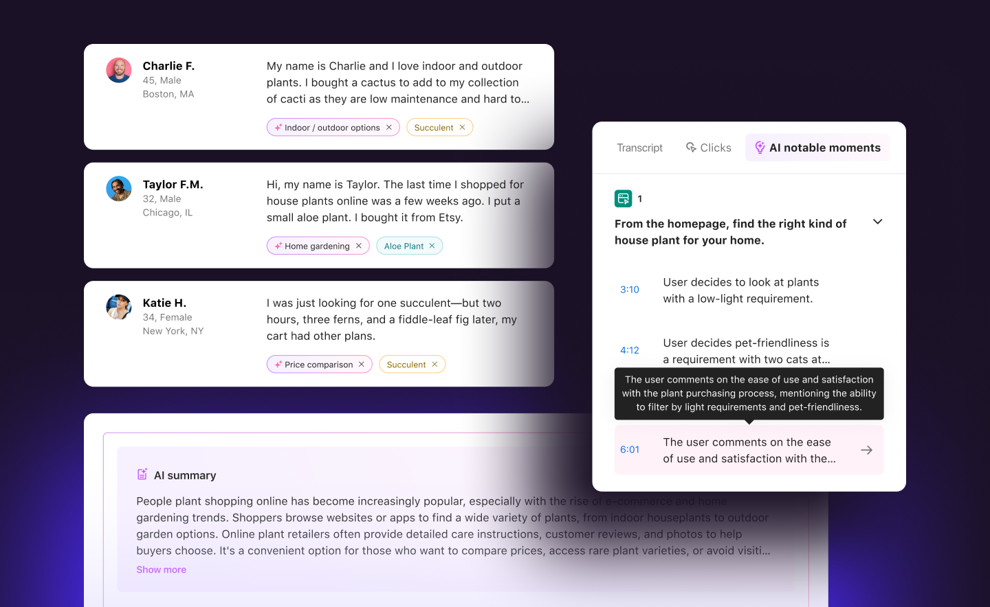 A graphic displaying various stills of Dscout AI in action.